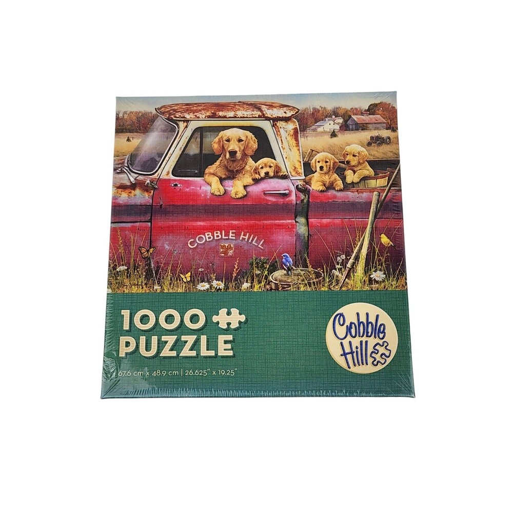 COBBLE HILL FARM 1000 Pieces Jigsaw Puzzle Dogs Truck Goldens New Sealed